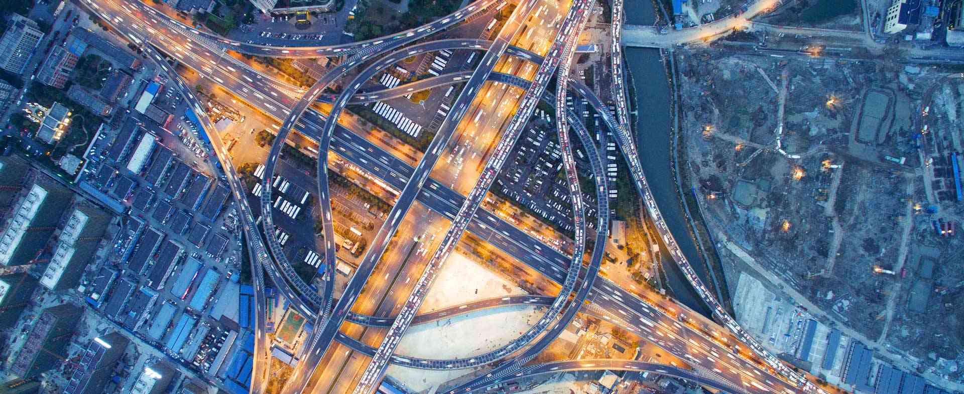 Aerial view of traffic in China