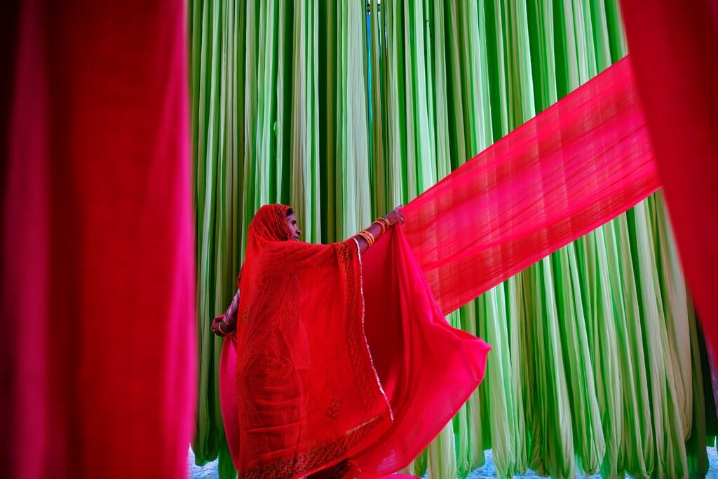 Woman working in a textile company